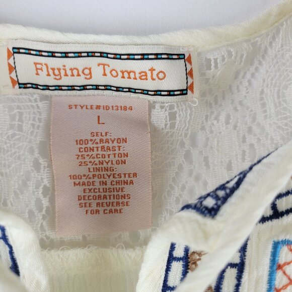 Flying Tomato Boho Embroidered Lined Vintage Inspired Mini Dress - Picture 7 of 8